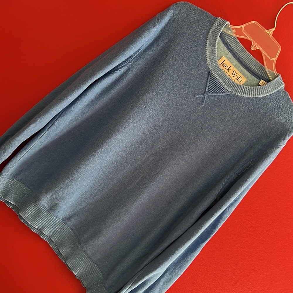 Jack Wills Blue Cotton Crewneck Sweater Sz L - Picture 6 of 6